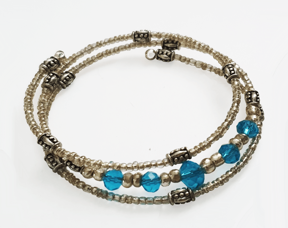 Beaded Memory Wire Wrap Bracelet - The Stormy Cauldron