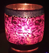 Load image into Gallery viewer, Hand Painted Glass Art Tea Light Candle Holder - Purple Pentagram - The Stormy Cauldron
