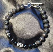 Load image into Gallery viewer, Onyx And Lava Bead Mens Bracelet Unisex - The Stormy Cauldron
