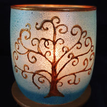 Load image into Gallery viewer, Hand Painted Tree Of Life Glass Art Tea Light Candle Holder
