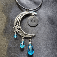 Load image into Gallery viewer, Zodiac Moon Necklace - Aqua - The Stormy Cauldron
