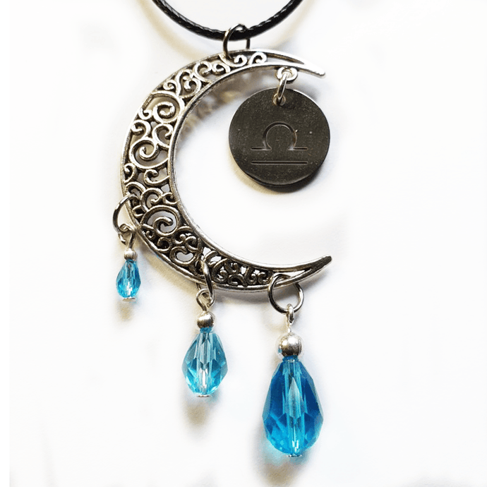 Zodiac Moon Necklace - Aqua - The Stormy Cauldron