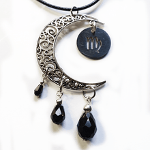 Load image into Gallery viewer, Zodiac Moon Necklace - Black - The Stormy Cauldron
