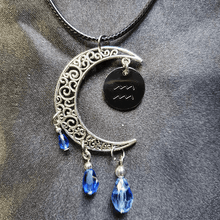 Load image into Gallery viewer, Zodiac Moon Necklace - Blue - The Stormy Cauldron
