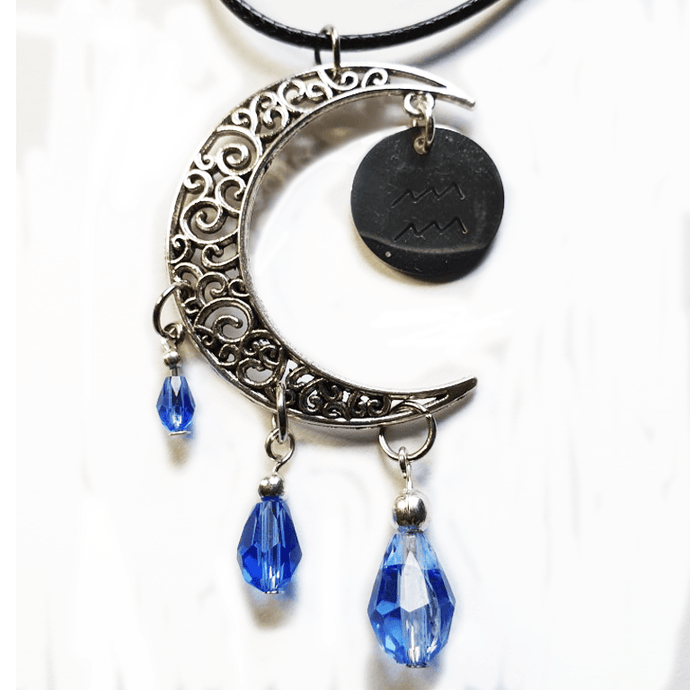 Zodiac Moon Necklace - Blue - The Stormy Cauldron