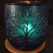 Load image into Gallery viewer, Hand Painted Tree Of Life Glass Art Tea Light Candle Holder
