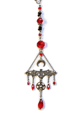 Load image into Gallery viewer, Gothic Bat Moon Pentacle Crystal Car Charms - The Stormy Cauldron
