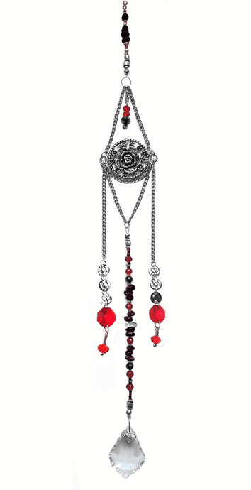 Gothic Rose Garnet Crystal Suncatcher - The Stormy Cauldron