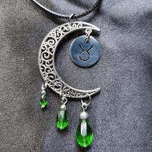 Load image into Gallery viewer, Zodiac Moon Necklace - Green - The Stormy Cauldron
