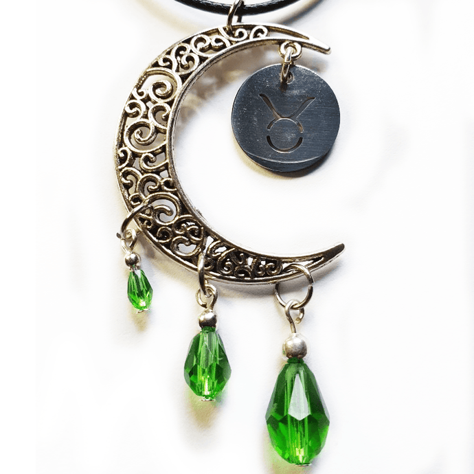 Zodiac Moon Necklace - Green - The Stormy Cauldron