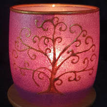 Load image into Gallery viewer, Hand Painted Tree Of Life Glass Art Tea Light Candle Holder
