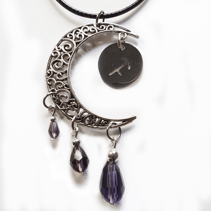 Zodiac Moon Necklace - Purple - The Stormy Cauldron