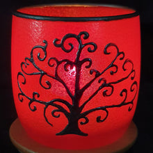 Load image into Gallery viewer, Hand Painted Tree Of Life Glass Art Tea Light Candle Holder
