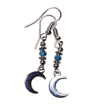 Load image into Gallery viewer, Small Crescent Moon Bead Drop Earrings - The Stormy Cauldron
