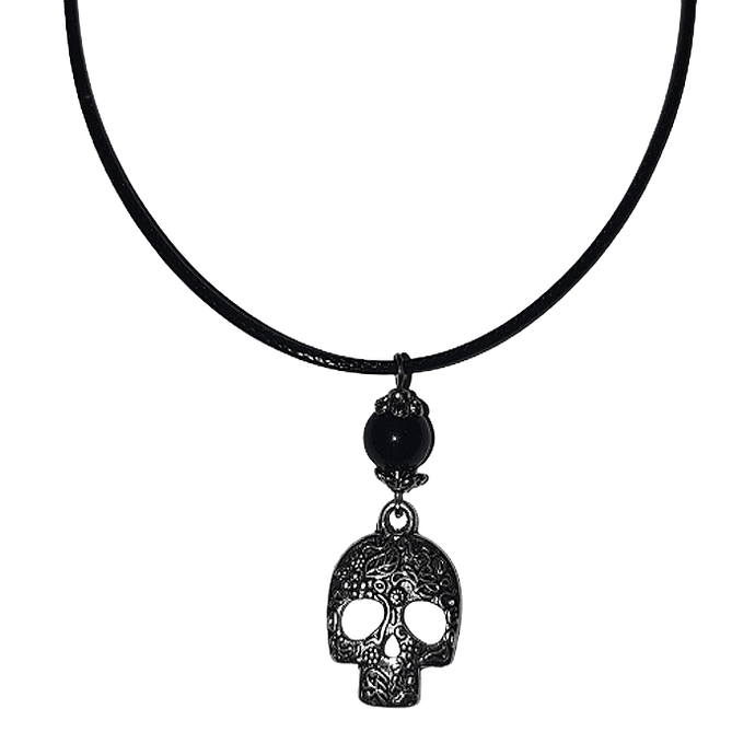 Bead And Pendant Necklace - Skull - The Stormy Cauldron