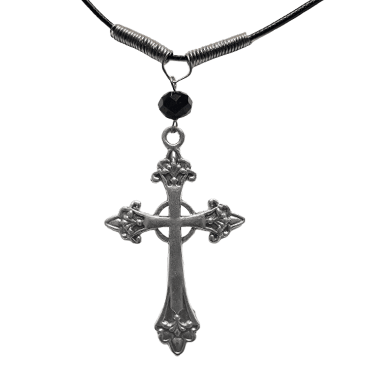 Gothic Cross Necklace - Black - The Stormy Cauldron