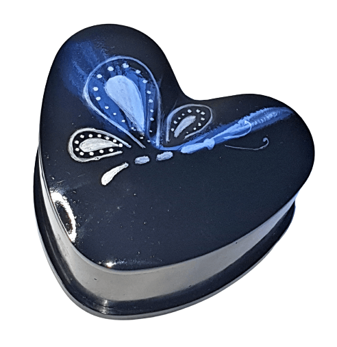 Hand Painted Heart Shaped Resin Jewellery Trinket Box - The Stormy Cauldron