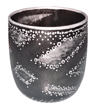 Load image into Gallery viewer, Hand Painted Glass Art Tea Light Candle Holder - Silver Sash - The Stormy Cauldron
