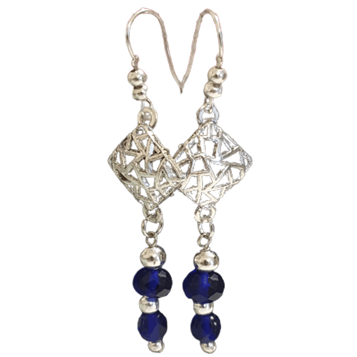 Blue Crystal Cut Bead Drop Earrings - The Stormy Cauldron