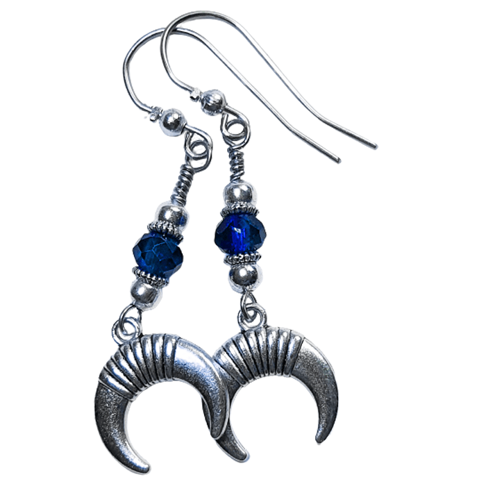 Crescent Moon Bead Drop Earrings - The Stormy Cauldron