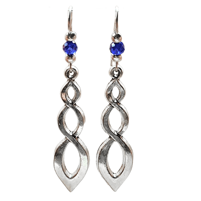 Silver Swirl And Bead Earrings - Blue - The Stormy Cauldron