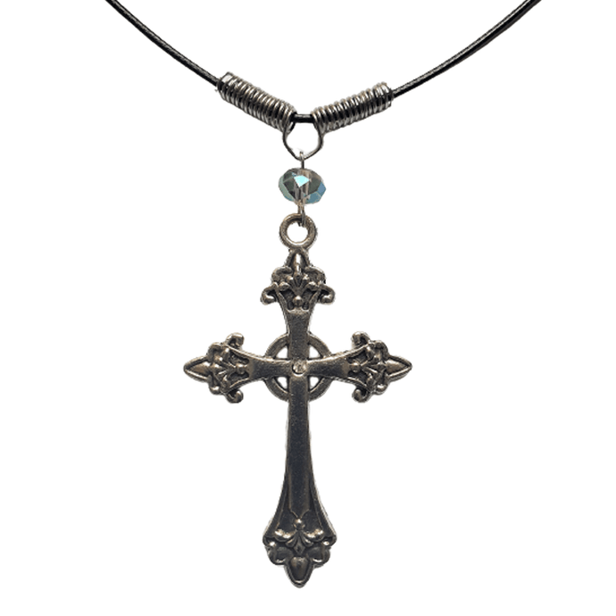 Gothic Cross Necklace - Clear - The Stormy Cauldron