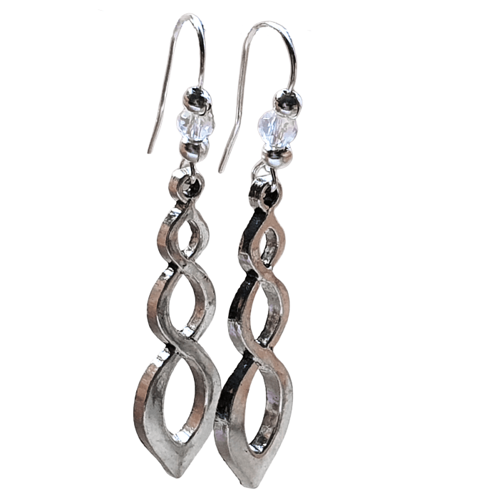 Silver Swirl And Bead Earrings - Clear - The Stormy Cauldron