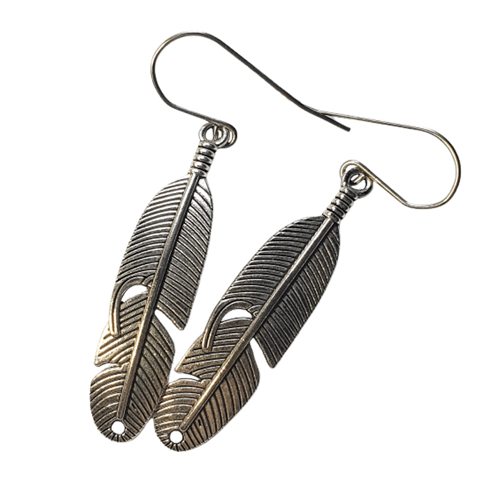 Silver Feather Earrings 2 - The Stormy Cauldron