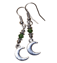 Load image into Gallery viewer, Small Crescent Moon Bead Drop Earrings - The Stormy Cauldron
