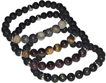 Load image into Gallery viewer, Natural Stone Crystal And Lava Bead Mens Women Bracelet Unisex - The Stormy Cauldron
