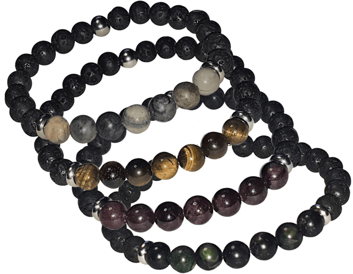 Natural Stone Crystal And Lava Bead Mens Women Bracelet Unisex - The Stormy Cauldron