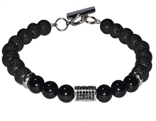 Load image into Gallery viewer, Onyx And Lava Bead Mens Bracelet Unisex - The Stormy Cauldron
