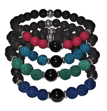 Load image into Gallery viewer, Obsidian And Lava Bead Unisex Bracelet Men&#39;s Bracelet - The Stormy Cauldron
