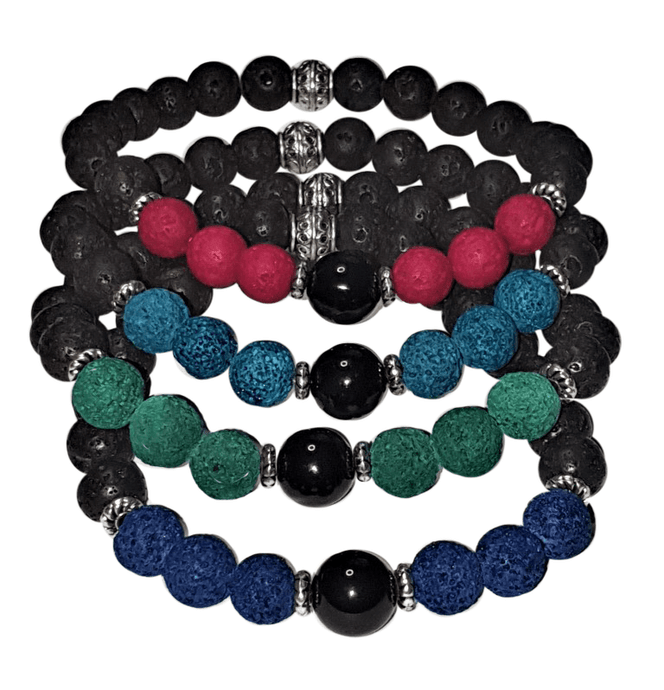 Obsidian And Lava Bead Unisex Bracelet Men's Bracelet - The Stormy Cauldron