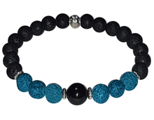 Load image into Gallery viewer, Obsidian And Lava Bead Unisex Bracelet Men&#39;s Bracelet - The Stormy Cauldron
