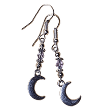 Load image into Gallery viewer, Small Crescent Moon Bead Drop Earrings - The Stormy Cauldron
