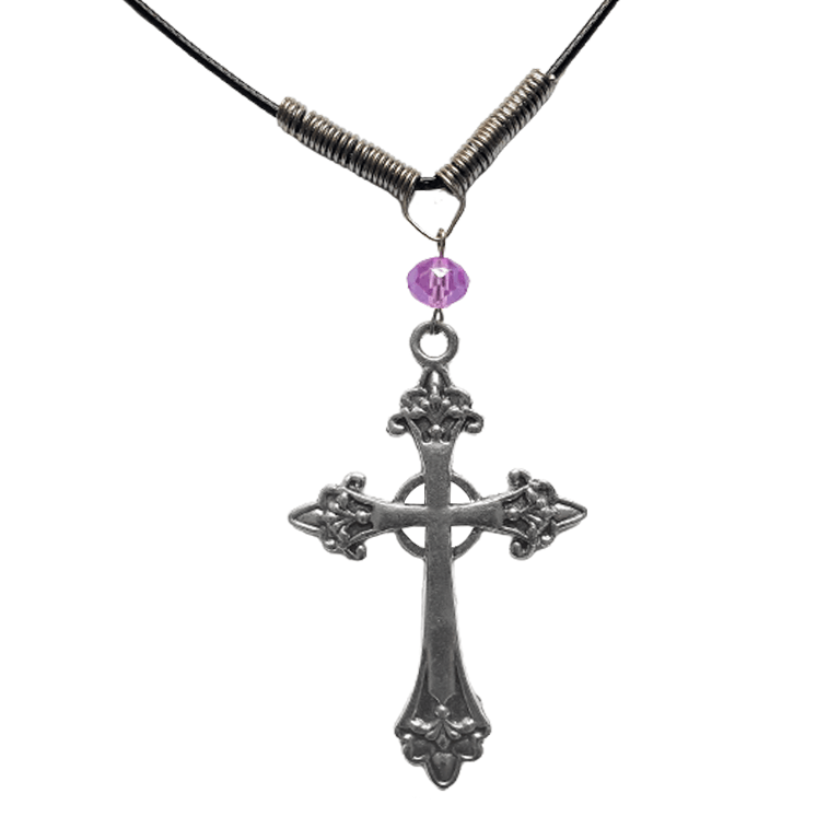 Gothic Cross Necklace - Lilac - The Stormy Cauldron