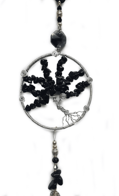 Obsidian Crystal Tree Of Life Suncatcher - The Stormy Cauldron