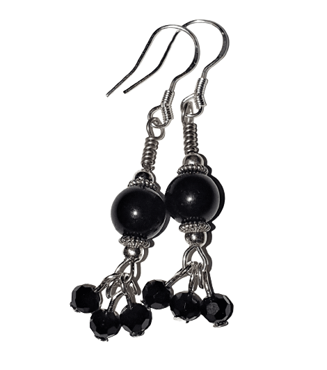 Onyx Beaded Drop Dangle Earrings - The Stormy Cauldron