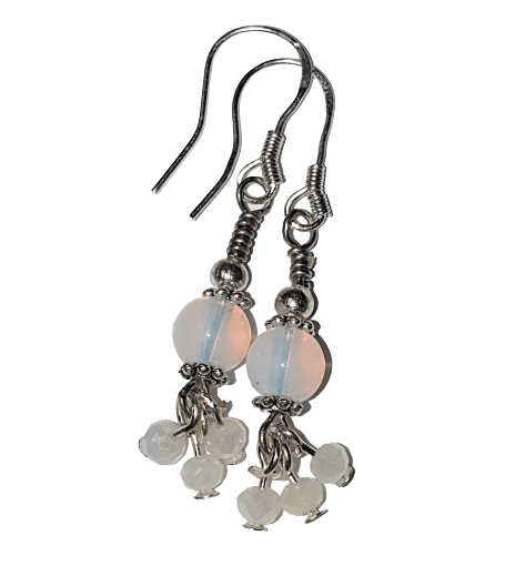 Opalite Beaded Drop Dangle Earrings - The Stormy Cauldron