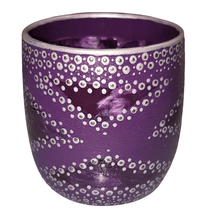 Load image into Gallery viewer, Hand Painted Glass Art Tea Light Candle Holder - Purple Sash - The Stormy Cauldron
