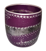 Load image into Gallery viewer, Hand Painted Glass Art Tea Light Candle Holder - Purple Swirl - The Stormy Cauldron
