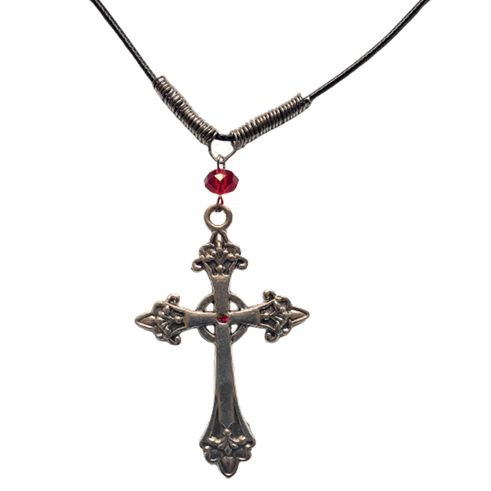 Gothic Cross Necklace - Red - The Stormy Cauldron