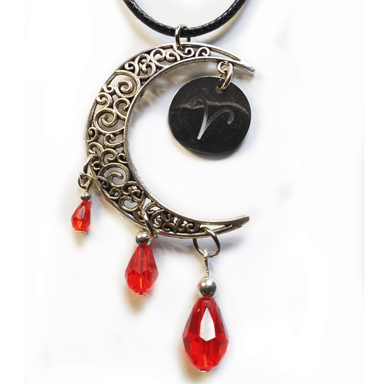 Zodiac Moon Necklace - Red - The Stormy Cauldron