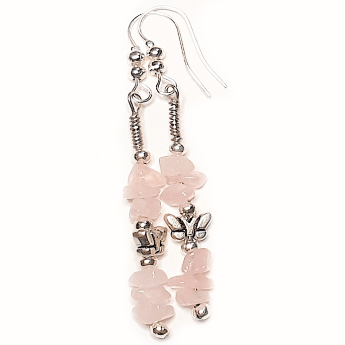 Rose Quartz Drop Earrings - The Stormy Cauldron