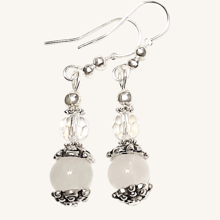 White Jade Drop Earrings - The Stormy Cauldron